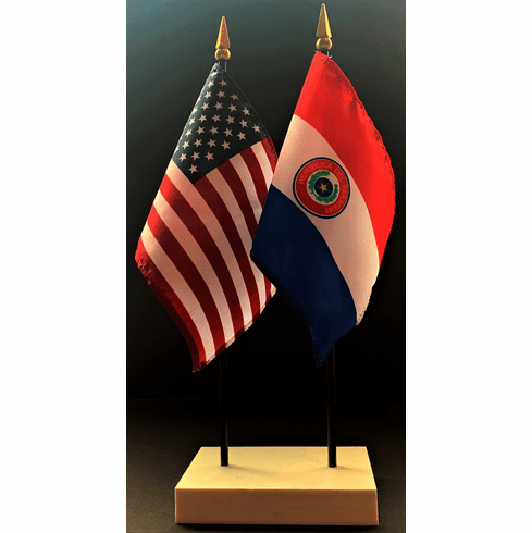 Paraguay and US Flag Desk Set