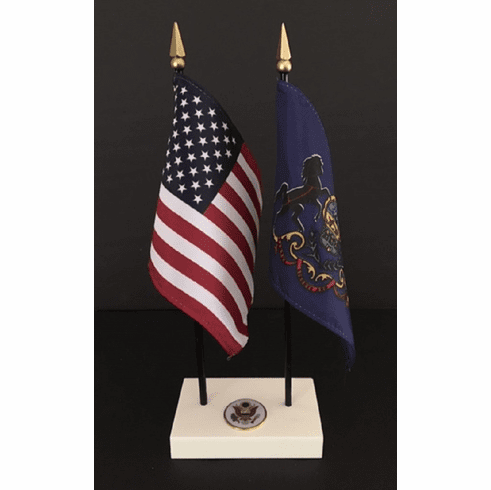 Pennsylvania and US Flag Executive Desk Set