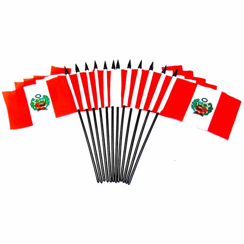 Peru Polyester Table Flag - 12 pack