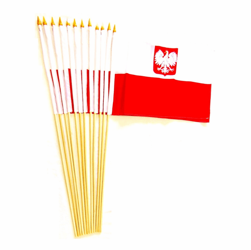 Poland w/Eagle 12" x 18" Stick Flags