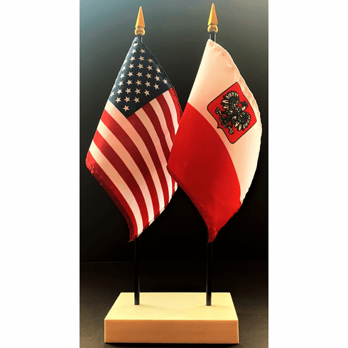Poland with Eagle and US Flag Desk Set