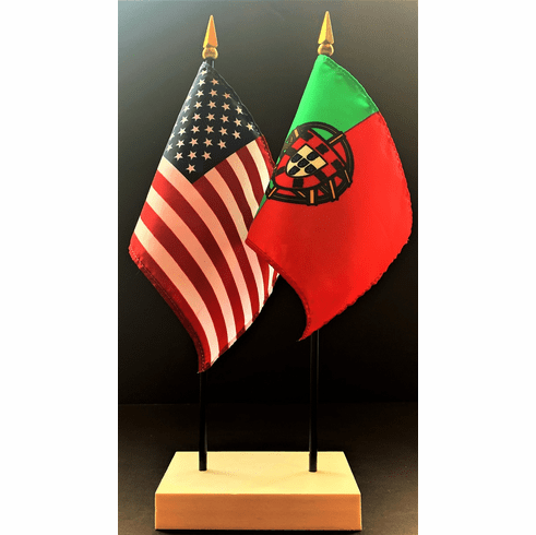 Portugal and US Flag Desk Set