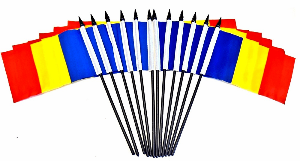 Romania Polyester Table Flag - 12 pack