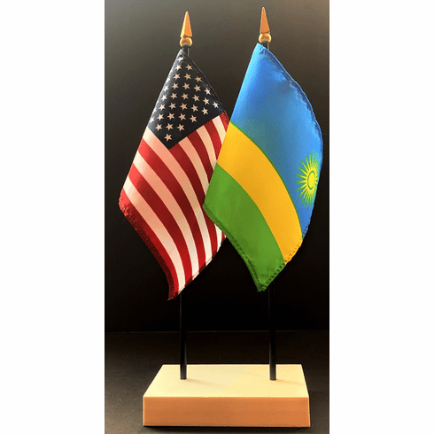 Rwanda and US Flag Desk Set