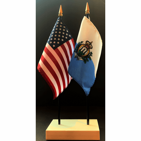 San Marino and US Flag Desk Set