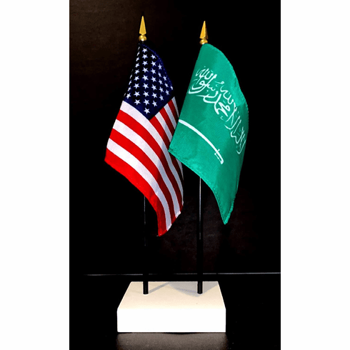 Saudi Arabia and US Flag Desk Set