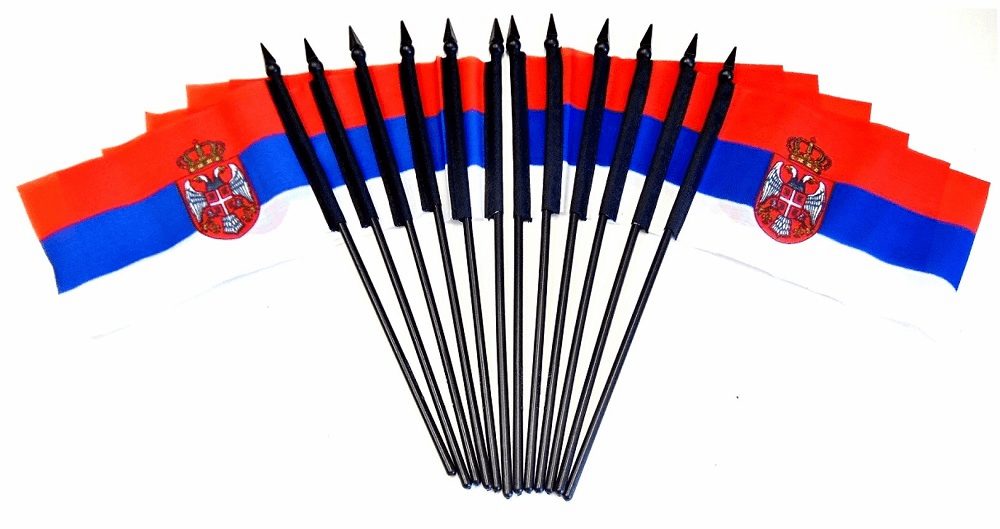 Serbia Polyester Table Flags - 12 Per Pack