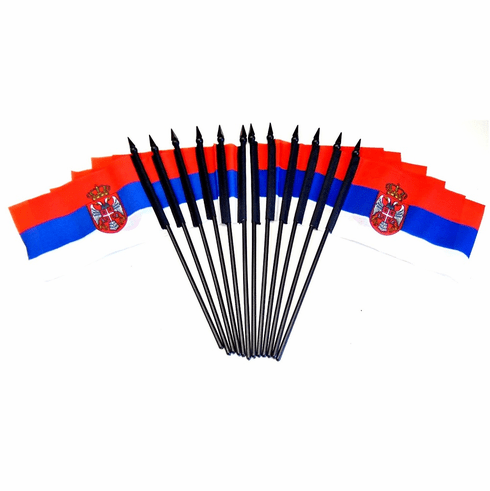 Serbia Polyester Table Flags - 12 Per Pack