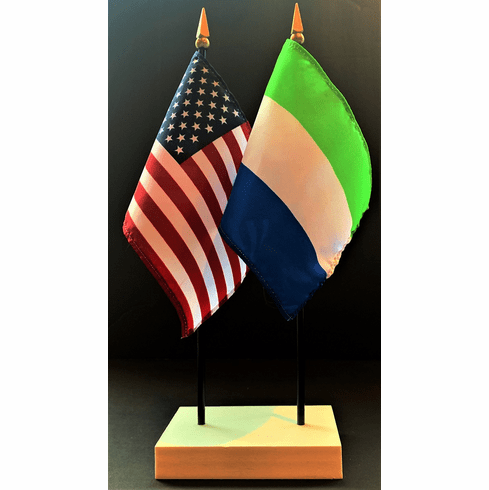 Sierra Leone and US Flag Desk Set