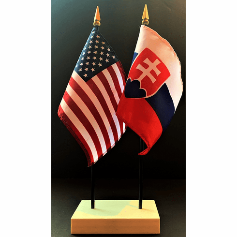 Slovakia and US Flag Desk Set