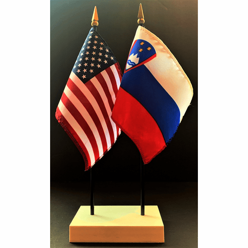 Slovenia and US Flag Desk Set