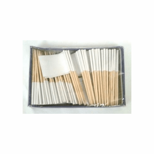Solid White Toothpick Flags 