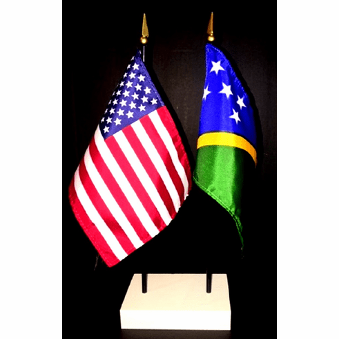 Solomon Islands and US Flag Desk Set