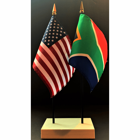South Africa and US Flag Desk Set