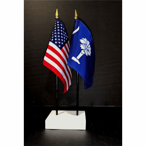 South Carolina and US Flag Desk Set