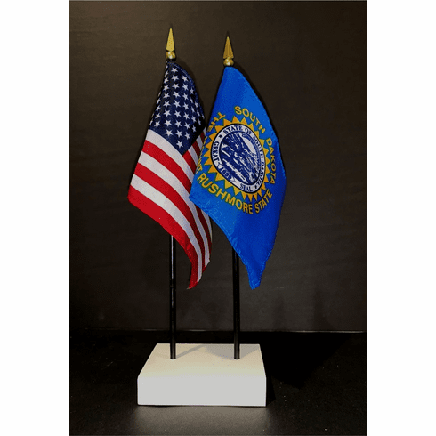 South Dakota and US Flag Desk Set