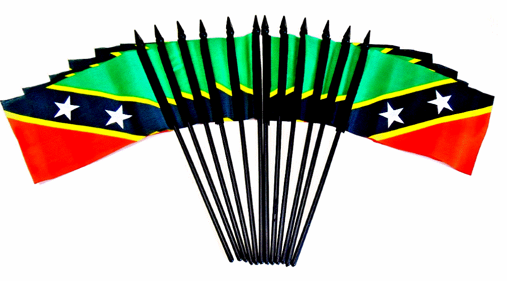 St. Kitts & Nevis Polyester Table Flags - 12 Per Pack