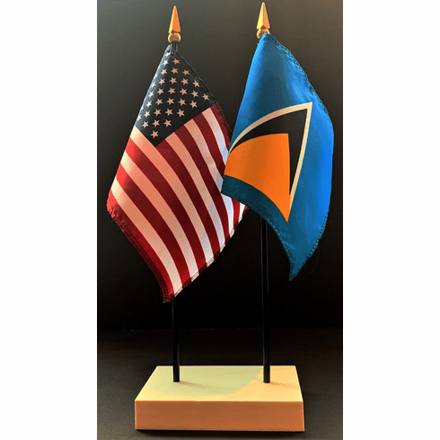 St Lucia and US Flag Desk Set