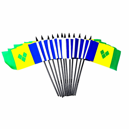 St. Vincent & Grenadines Polyester Table Flags - 12 Per Pack