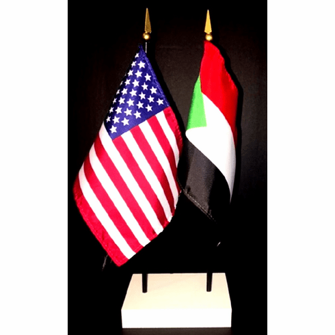Sudan and US Flag Desk Set