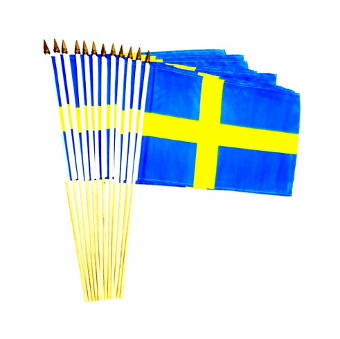 Sweden 12" x 18" Stick Flags