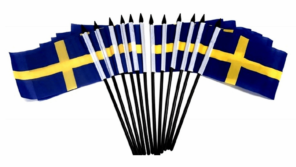 Sweden Polyester Table Flags - 12 per pack