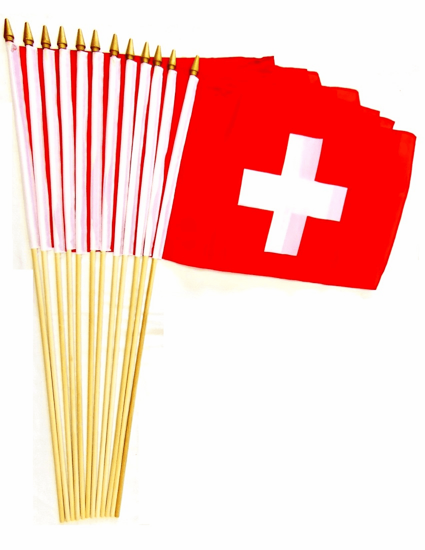Switzerland 12" x 18" Stick Flags