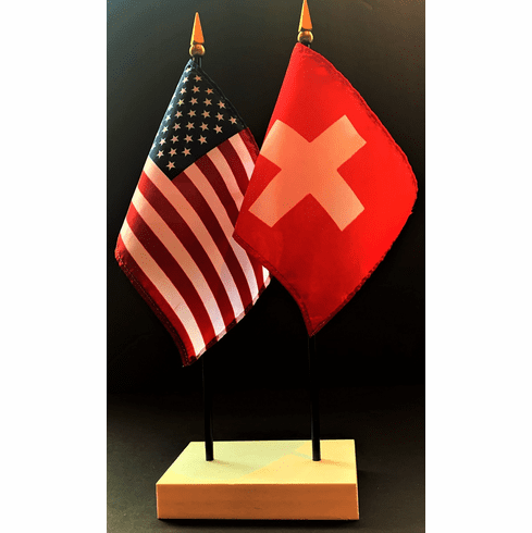 Switzerland and US Flag Desk Set