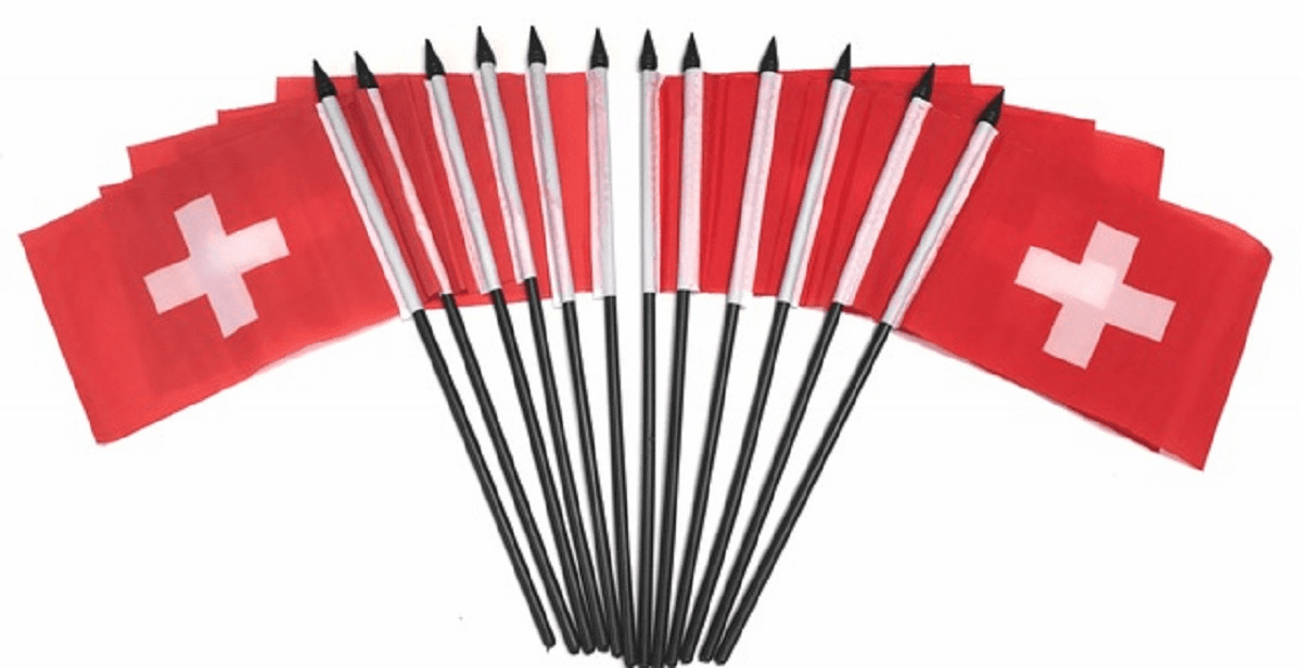 Switzerland Polyester Table Flags - 12 per pack