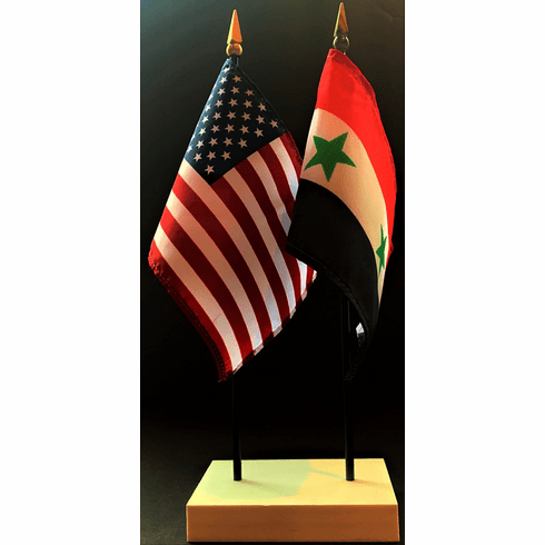 Syria and US Flag Desk Set