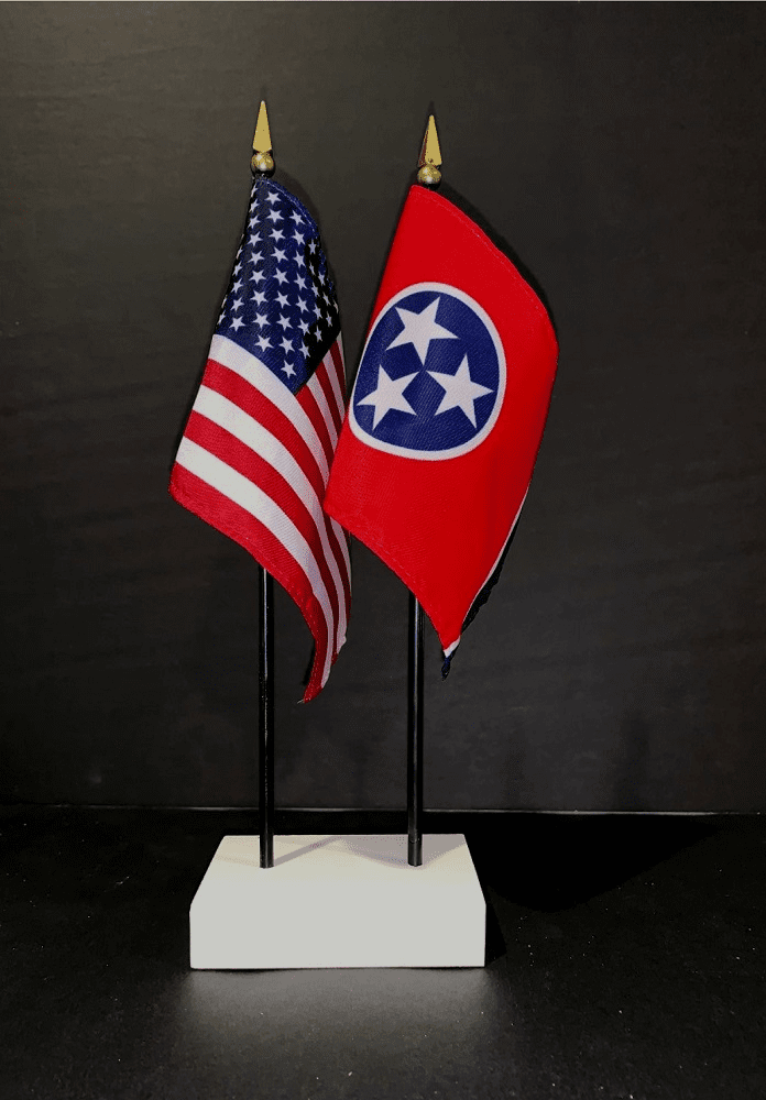 Tennessee and US Flag Desk Set