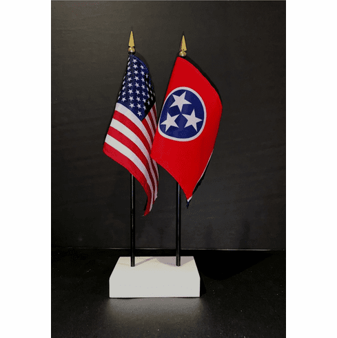 Tennessee and US Flag Desk Set