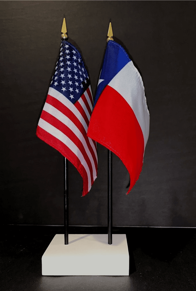 Texas and US Flag Desk Set 