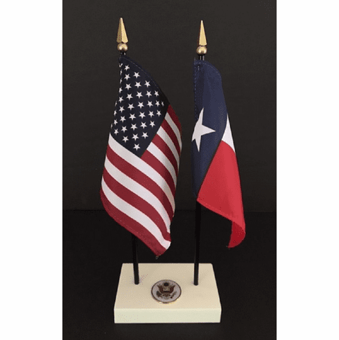 Texas and US Flag Executive Desk Set