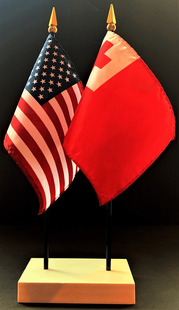 Tonga and US Flag Desk Set