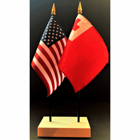 Tonga and US Flag Desk Set