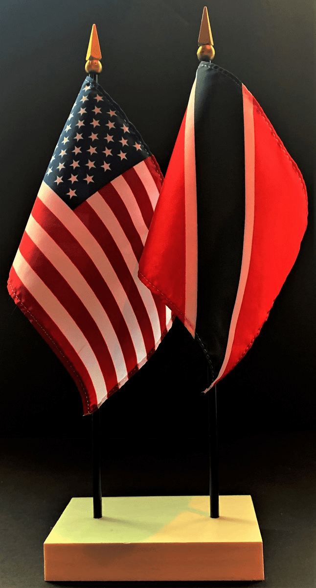 Trinidad & Tobago and US Flag Desk Set
