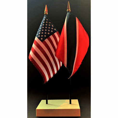 Trinidad & Tobago and US Flag Desk Set