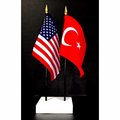 Turkey and US Flag Desk Set