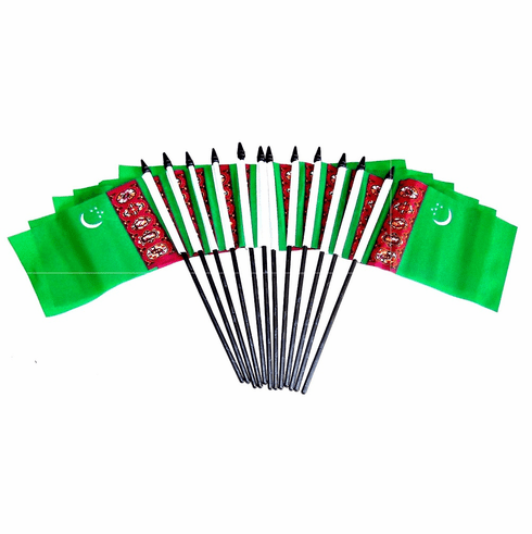 Turkmenistan Polyester Table Flags - 12 Per Pack