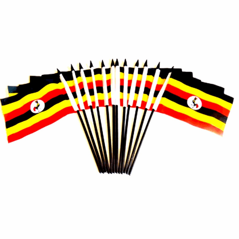 Uganda Polyester Table Flags - 12 Per Pack