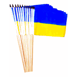 Anley Set Bandiera Ucraina Da Scrivania – 15,2 X 10,2 Cm – Mini Bandiera Con Asta 30,5 Cm E Base Nera – Colori Vivaci