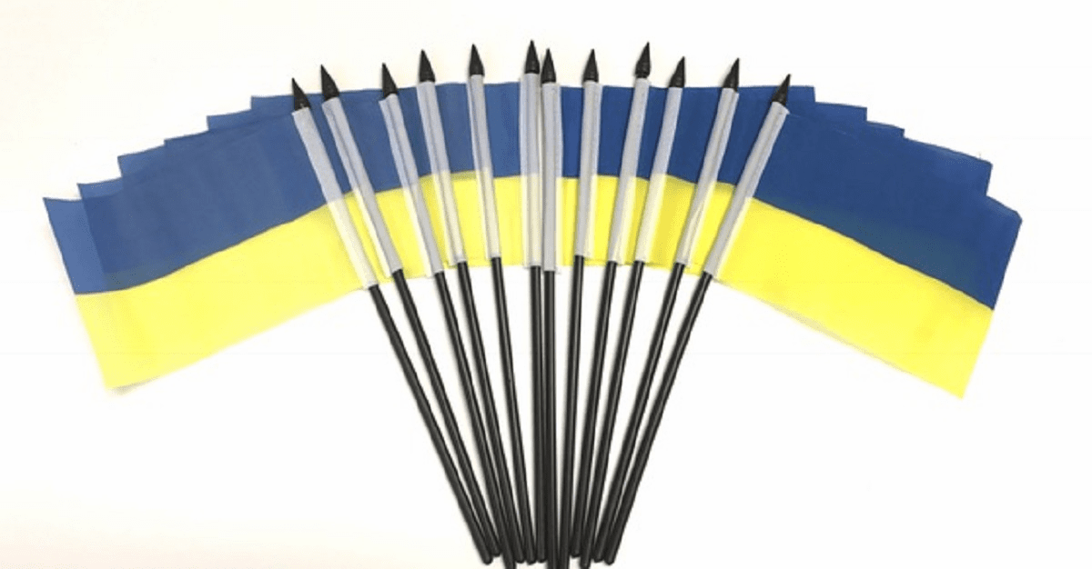 Ukraine Polyester Table Flag - 12 pack