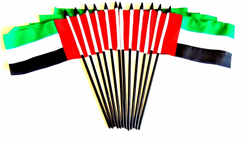 United Arab Emirates Polyester Table Flags - 12 Per Pack
