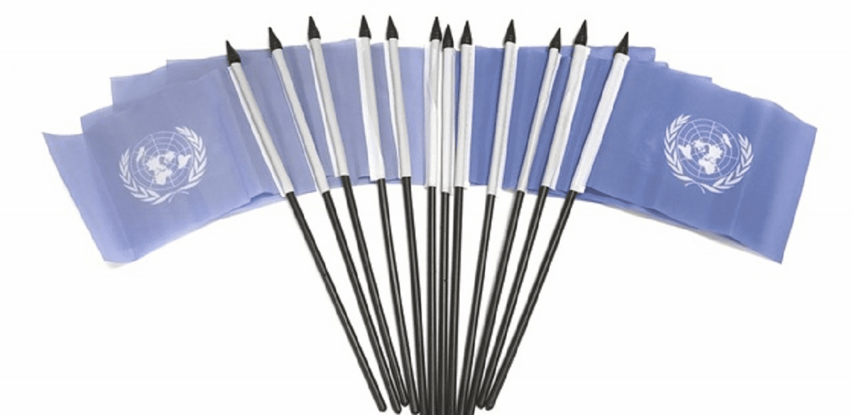 United Nations Polyester Table Flags - 12 Per Pack
