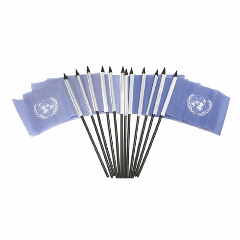 United Nations Polyester Table Flags - 12 Per Pack