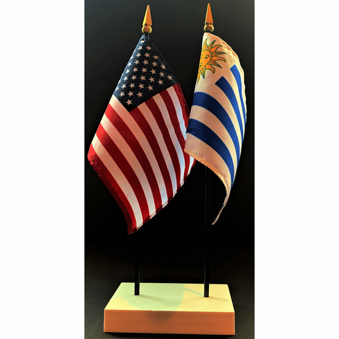 Uruguay and US Flag Desk Set