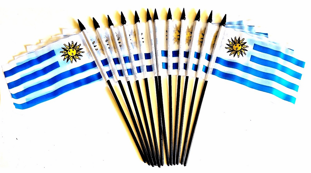 Uruguay Polyester Table Flags - 12 Per Pack