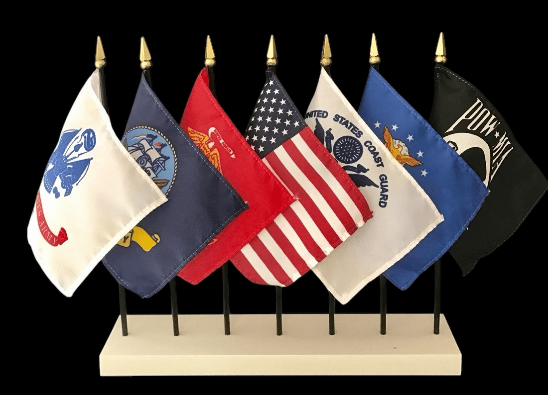 US Military 7 Flag Set with POW/MIA