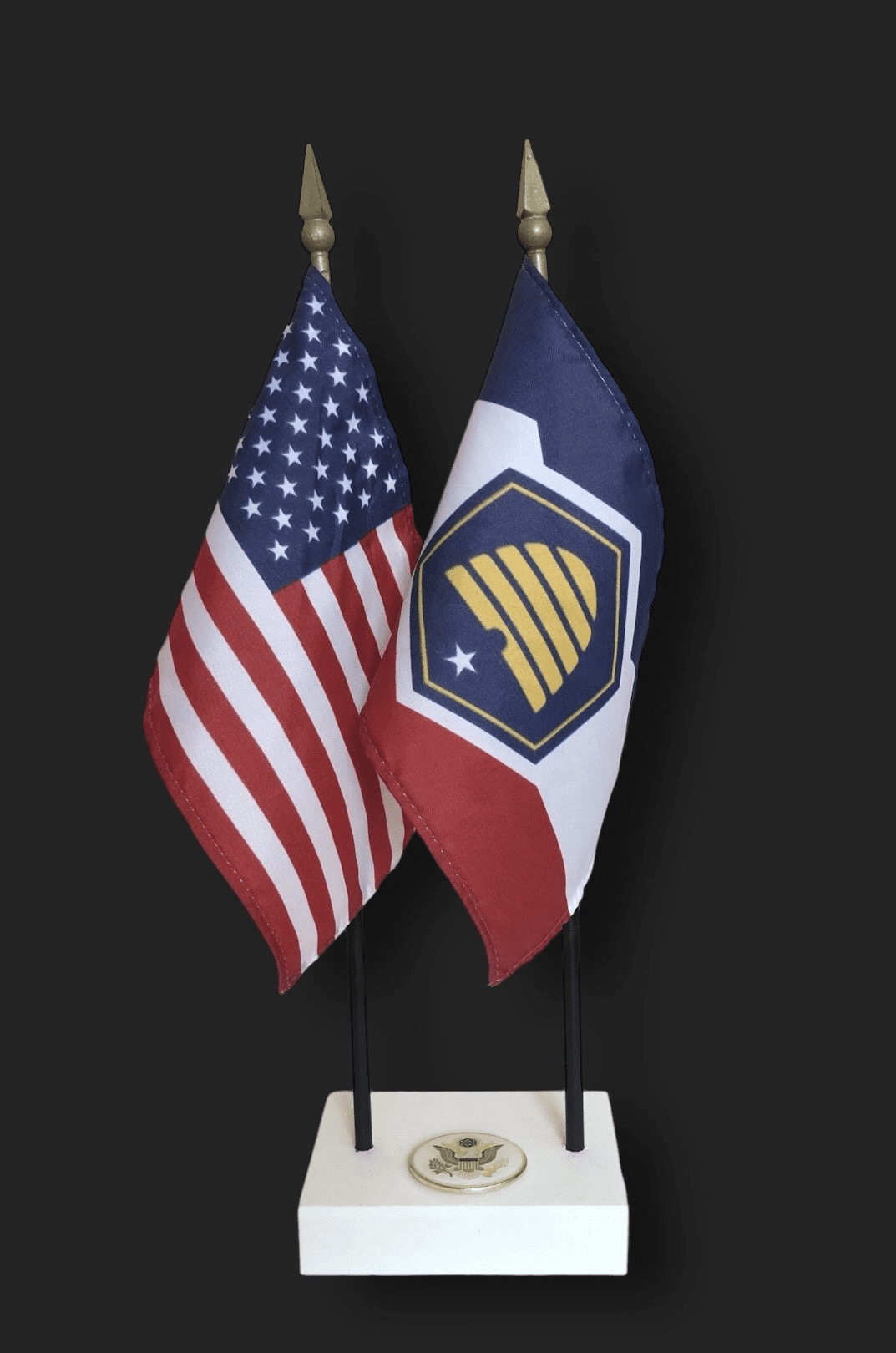 Utah and US Flag Executive Desk Set - New Design